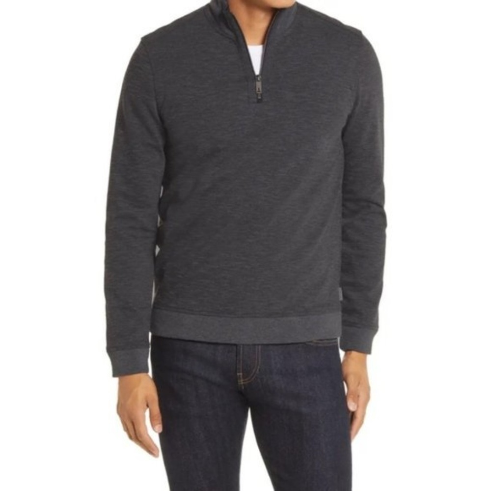 Ted Baker Caravan‎ Quarter Zip Pullover Sweater Charcoal Gray S